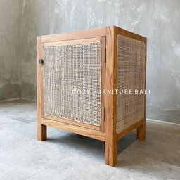 Small Rattan Wood Cabinet 1 door