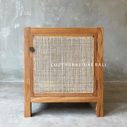 Small Rattan Wood Cabinet 1 door