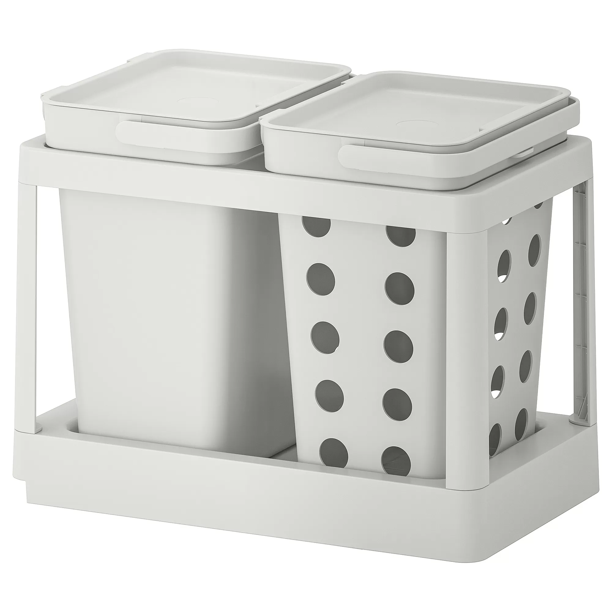 Waste sorting solution, with pull-out ventilated/light grey, 20 l IKEA HÅLLBAR_0