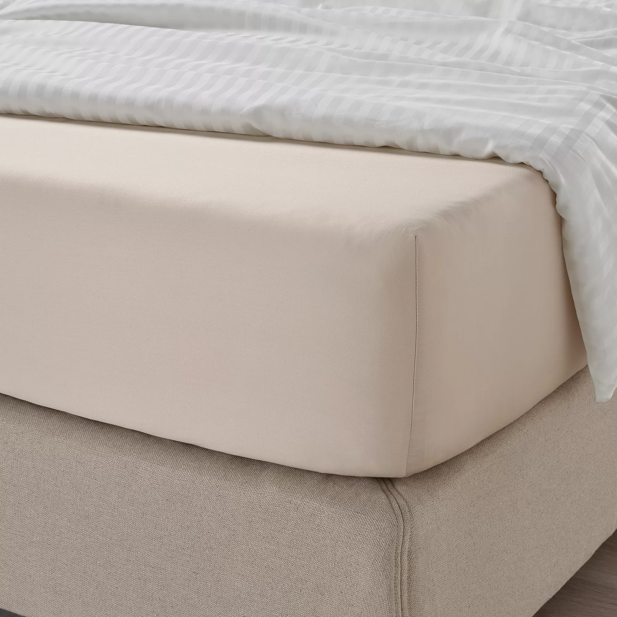 Fitted Bedsheet light beige IKEA NATTJASMIN 180x200 cm_3