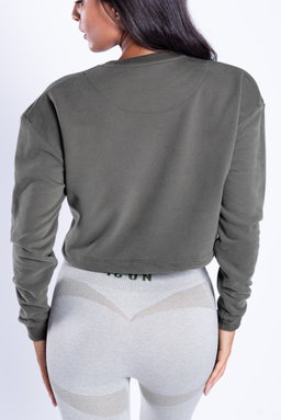 Icon Crop Hoodie (khaki)