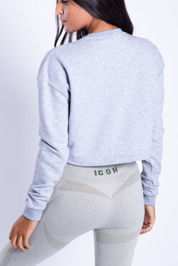 Icon Crop Hoodie (grey)