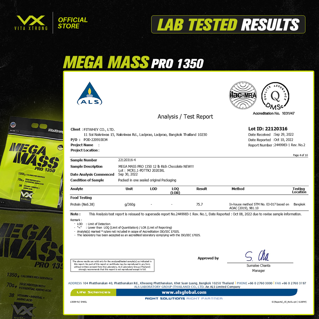 VITAXTRONG™ Mega Mass Pro 1350 | 70g Protein (12lbs/ 5.4kg) • 1350 kcal High Calorie Mass Gainer • Muscle & Weight Gain • Bulking [VX]_4