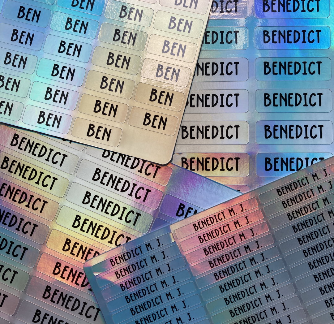 Stiker nama HOLOGRAPHIC