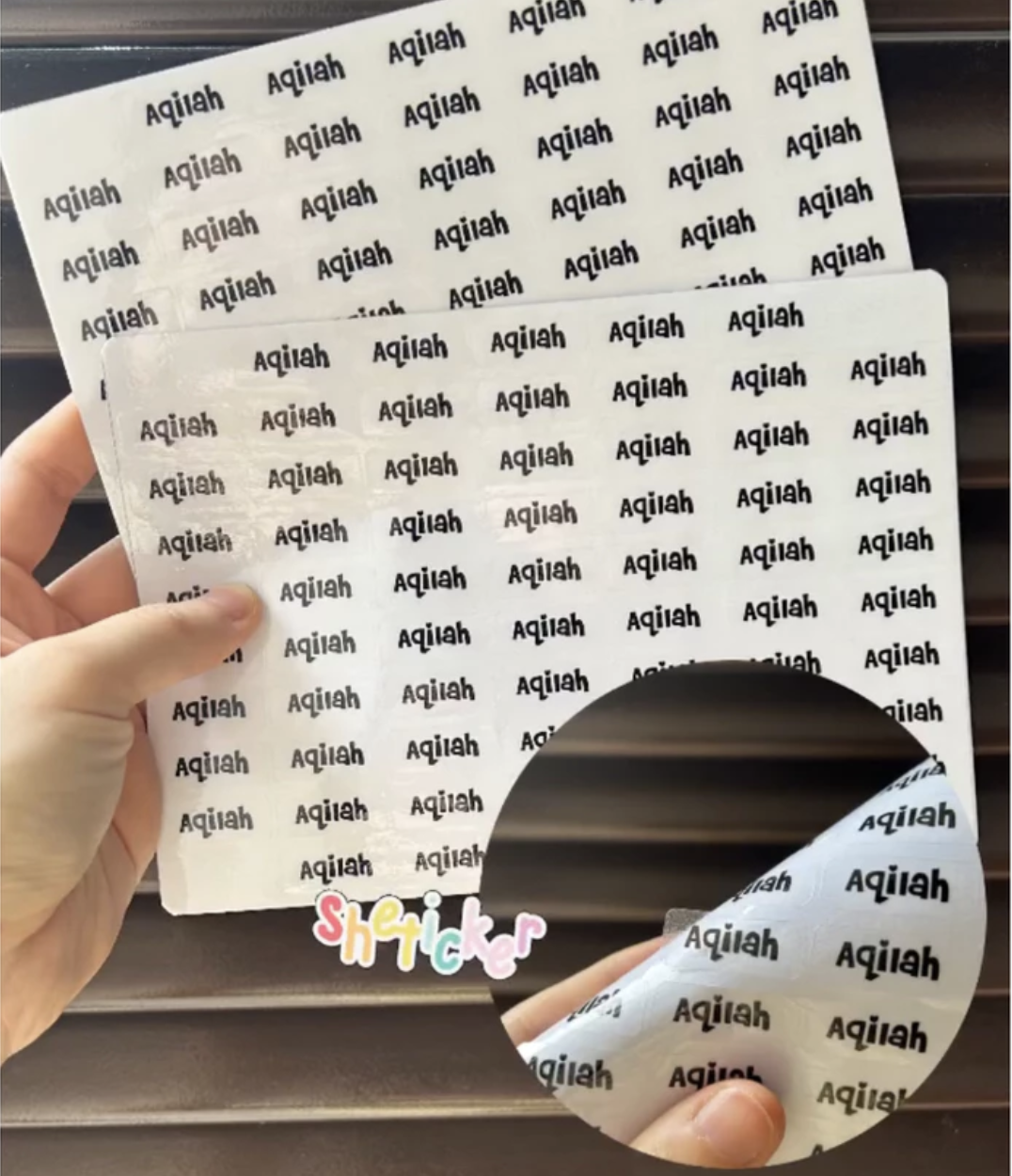 Stiker nama TRANSPARAN