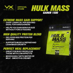VITAXTRONG™  Hulk Mass Gainer 1500 (12lbs / 5.4kg) | 60g Real Whey Protein • 1500+ kcal High-Calorie Mass Builder • Lab-Tested • No Amino Spiking | Weight Gain & Muscle Growth [VX]