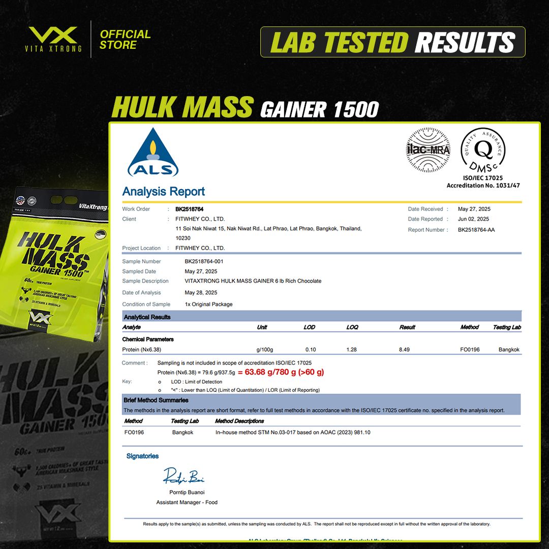 VITAXTRONG™  Hulk Mass Gainer 1500 (12lbs / 5.4kg) | 60g Real Whey Protein • 1500+ kcal High-Calorie Mass Builder • Lab-Tested • No Amino Spiking | Weight Gain & Muscle Growth [VX]_4