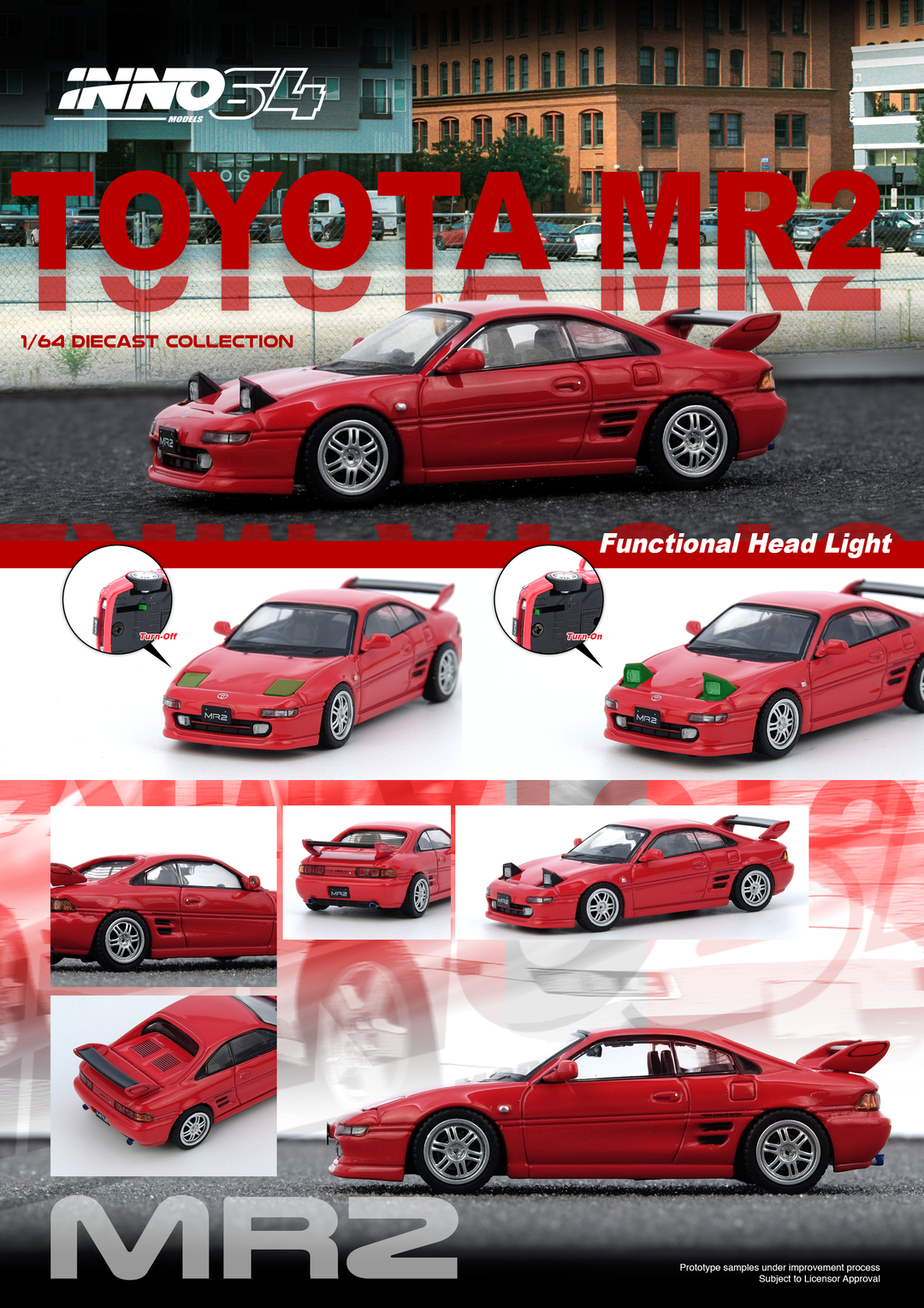 INNO MODEL 1/64 TOYOTA MR2 (SW20) - RED