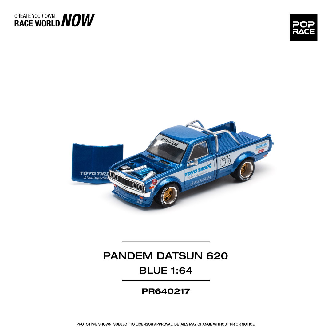 POP RACE MODEL 1/64 DATSUN 620 PANDEM - BLUE