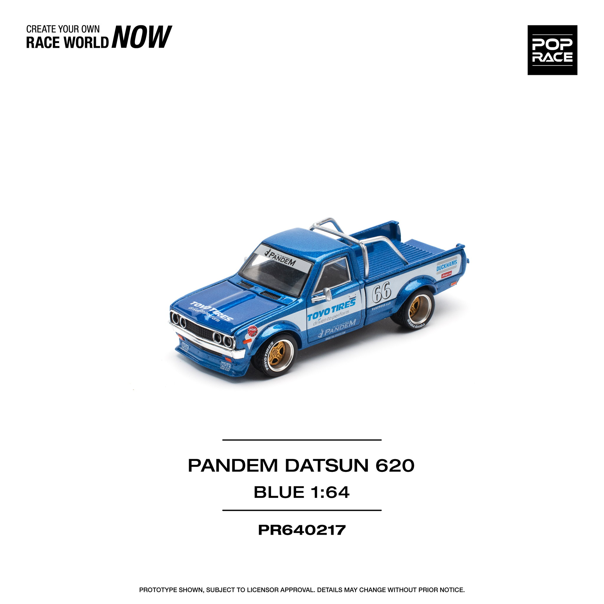 POP RACE MODEL 1/64 DATSUN 620 PANDEM - BLUE_7