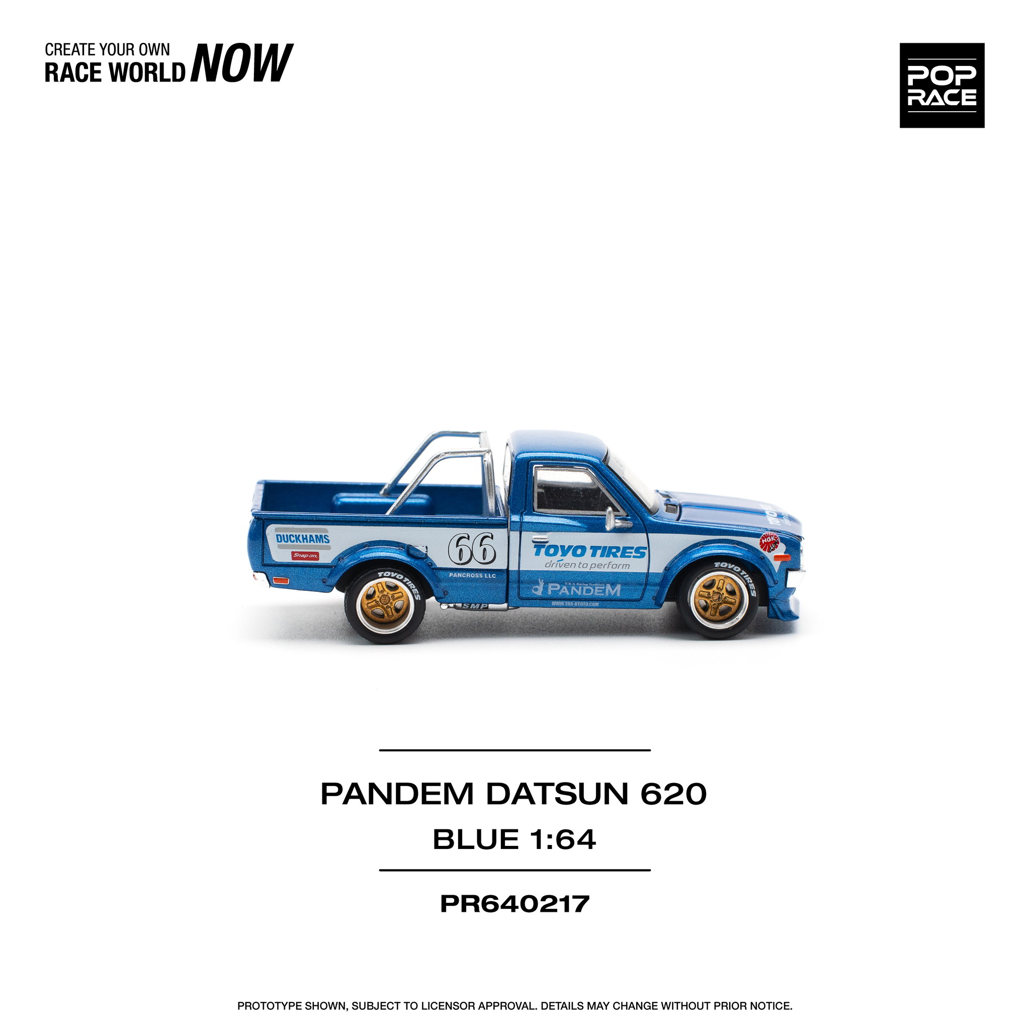 POP RACE MODEL 1/64 DATSUN 620 PANDEM - BLUE_4
