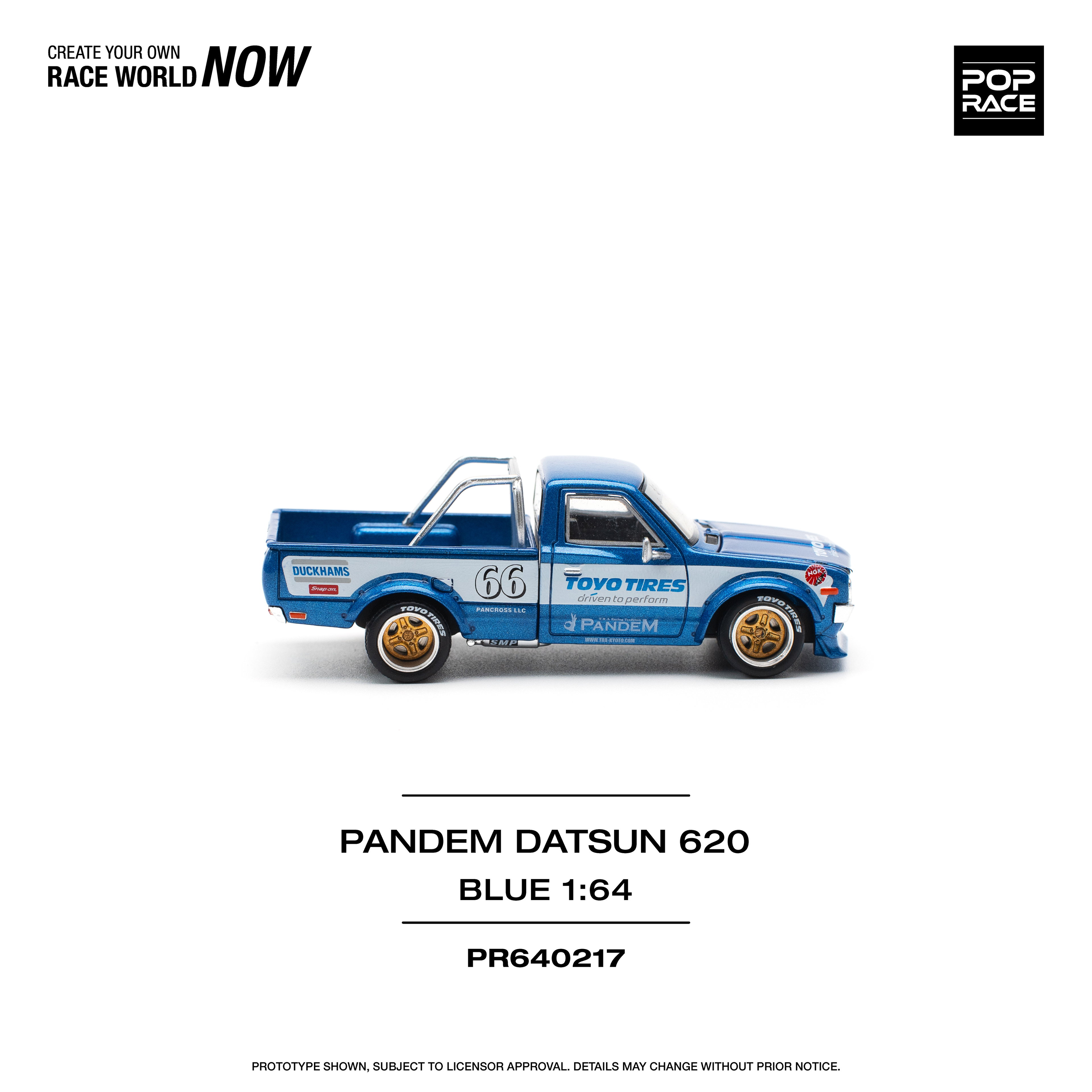 POP RACE MODEL 1/64 DATSUN 620 PANDEM - BLUE_4