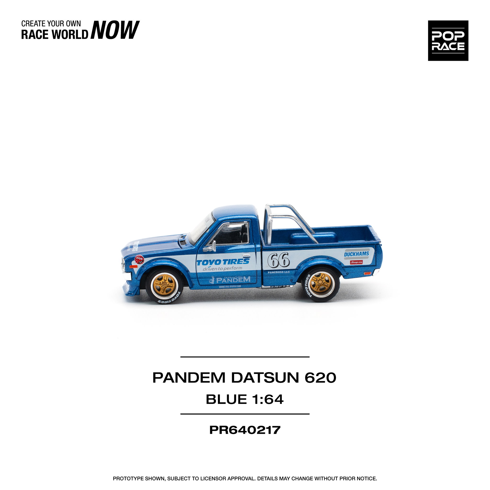 POP RACE MODEL 1/64 DATSUN 620 PANDEM - BLUE_3