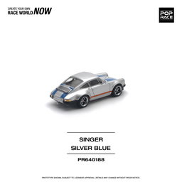 POP RACE MODEL 1/64 PORSCHE SINGER - SILVER/BLUE