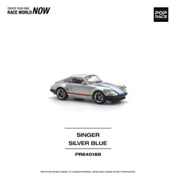 POP RACE MODEL 1/64 PORSCHE SINGER - SILVER/BLUE