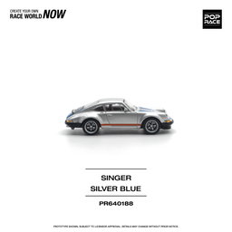 POP RACE MODEL 1/64 PORSCHE SINGER - SILVER/BLUE