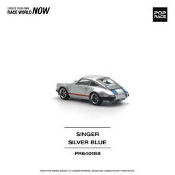 POP RACE MODEL 1/64 PORSCHE SINGER - SILVER/BLUE