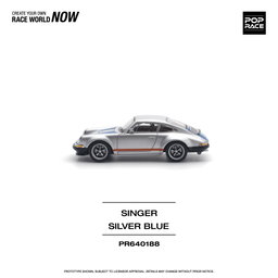 POP RACE MODEL 1/64 PORSCHE SINGER - SILVER/BLUE