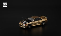 POP RACE MODEL 1/64 NISSAN SKYLINE GT-R (R32) - CHROME GOLD (TASKL25)