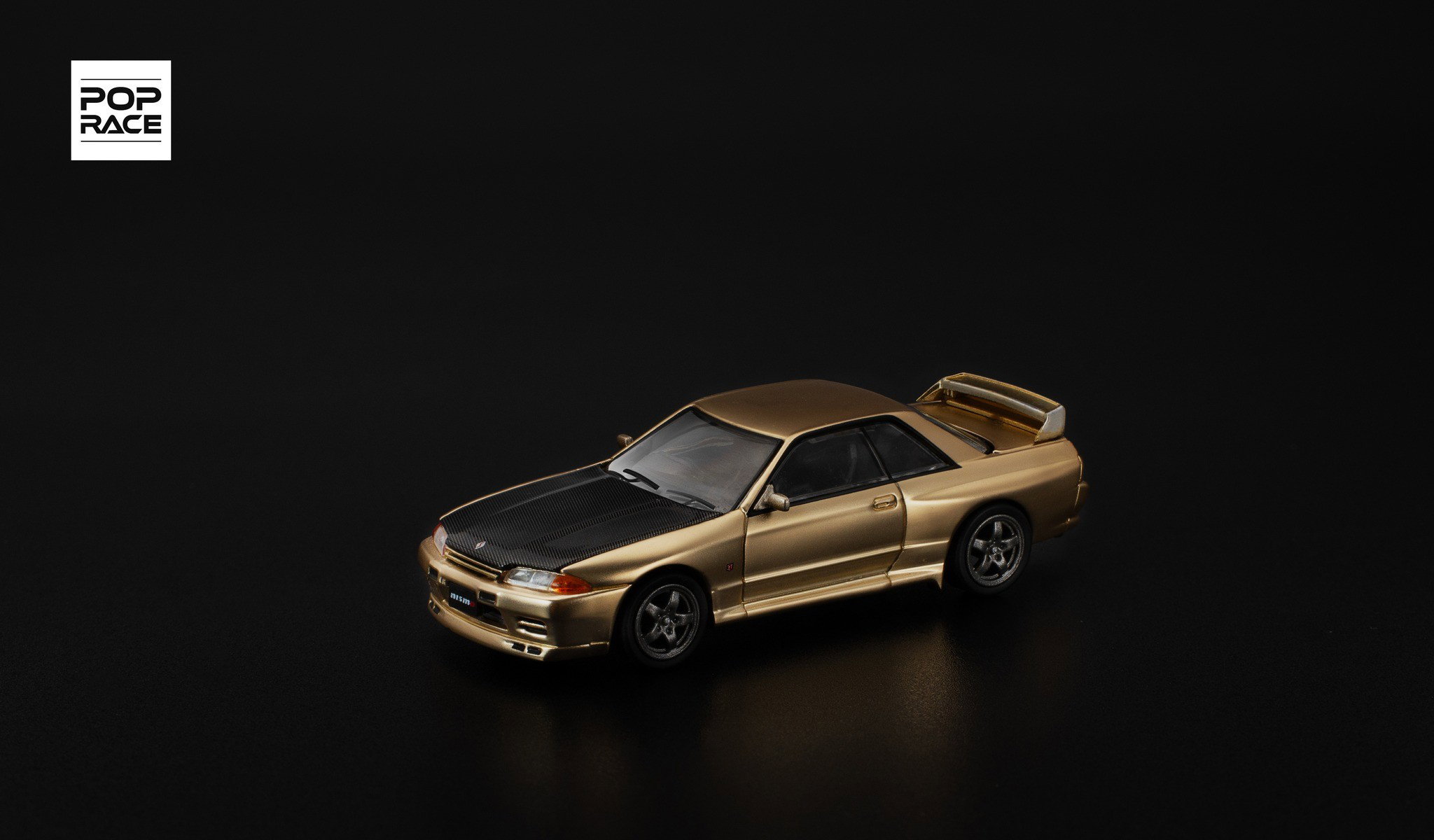 POP RACE MODEL 1/64 NISSAN SKYLINE GT-R (R32) - CHROME GOLD (TASKL25)_1