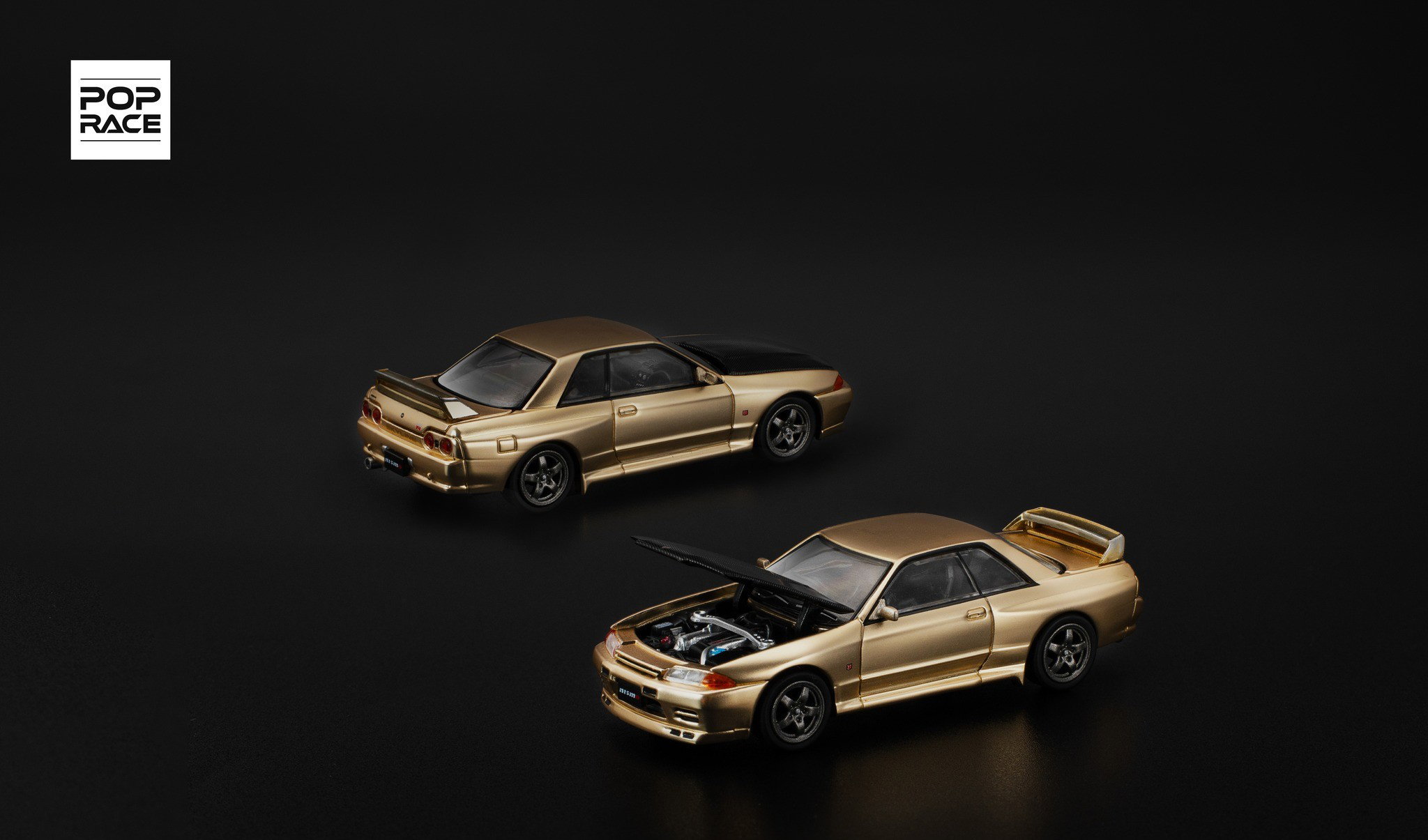 POP RACE MODEL 1/64 NISSAN SKYLINE GT-R (R32) - CHROME GOLD (TASKL25)_0