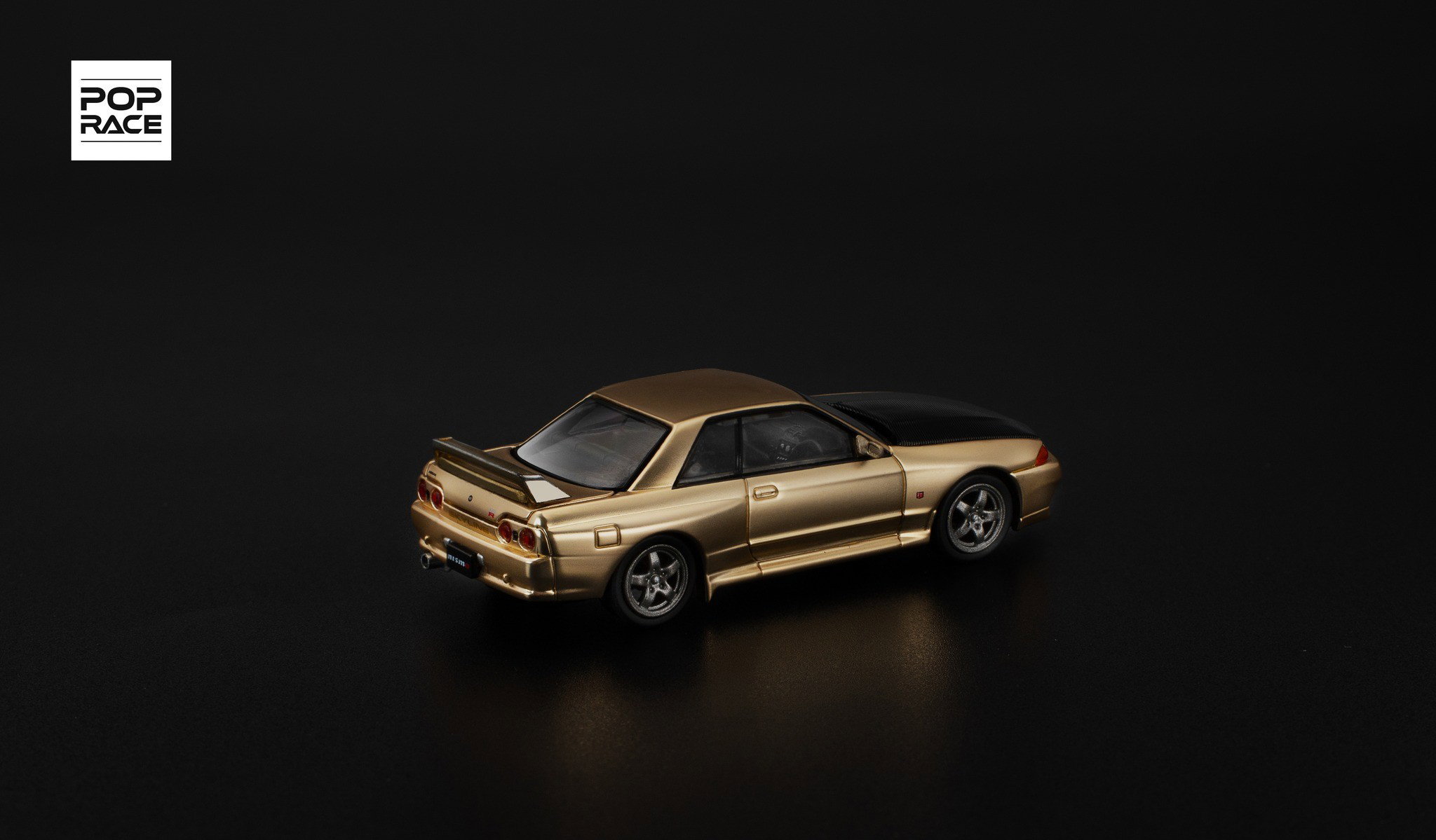 POP RACE MODEL 1/64 NISSAN SKYLINE GT-R (R32) - CHROME GOLD (TASKL25)_3