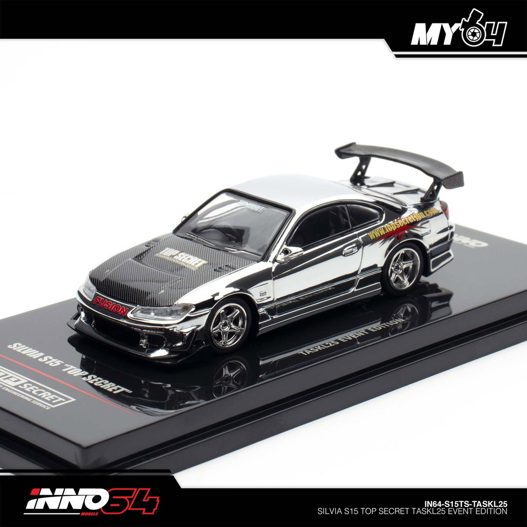 INNO MODEL 1/64 SILVIA S15 TOP SECRET - CHROME SILVER (TASKL25)