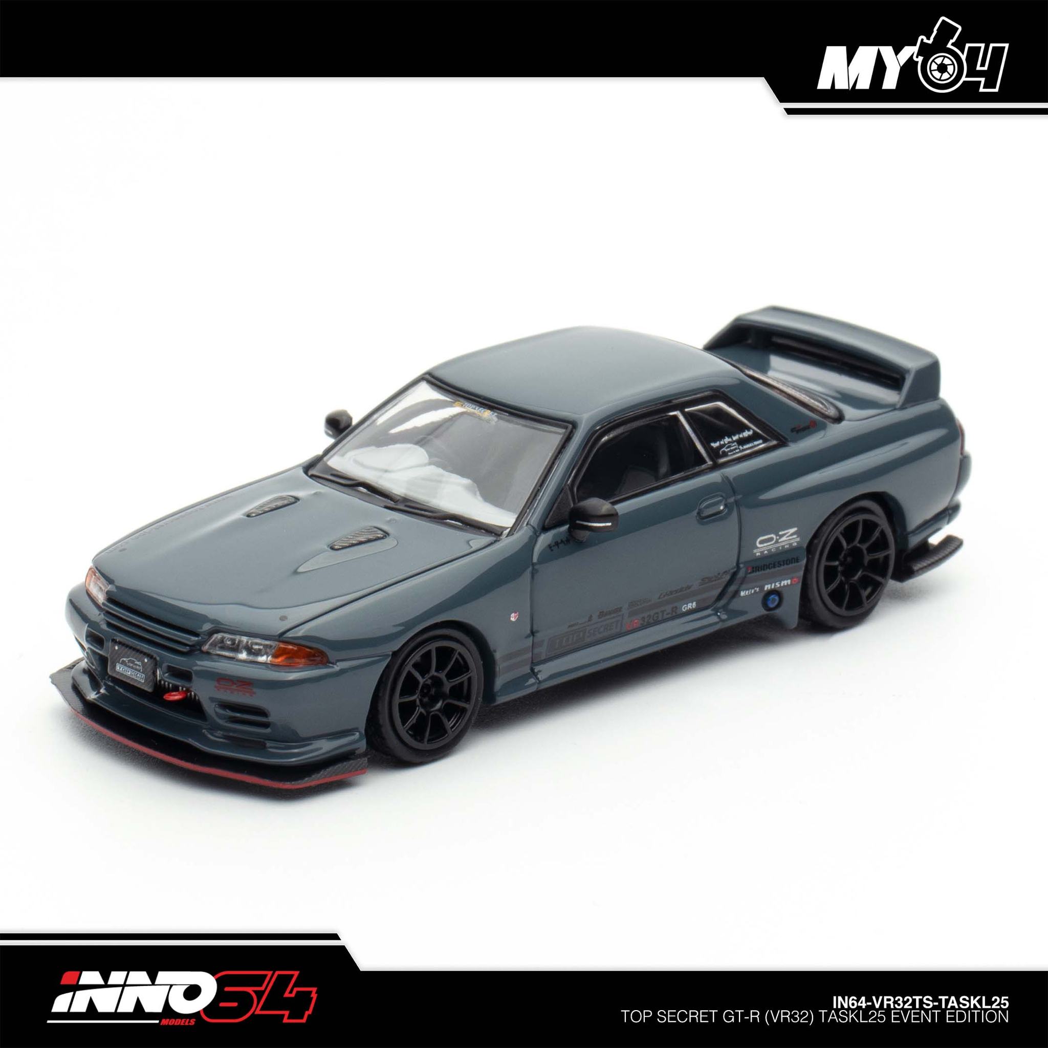 INNO MODEL 1/64 NISSAN SKYLINE GT-R (R32) TOP SECRET - STEALTH GREY (TASKL25)_6