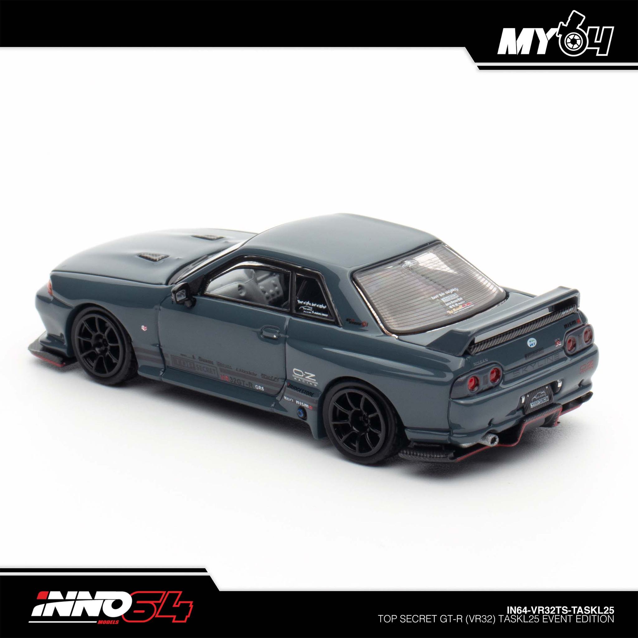 INNO MODEL 1/64 NISSAN SKYLINE GT-R (R32) TOP SECRET - STEALTH GREY (TASKL25)_1
