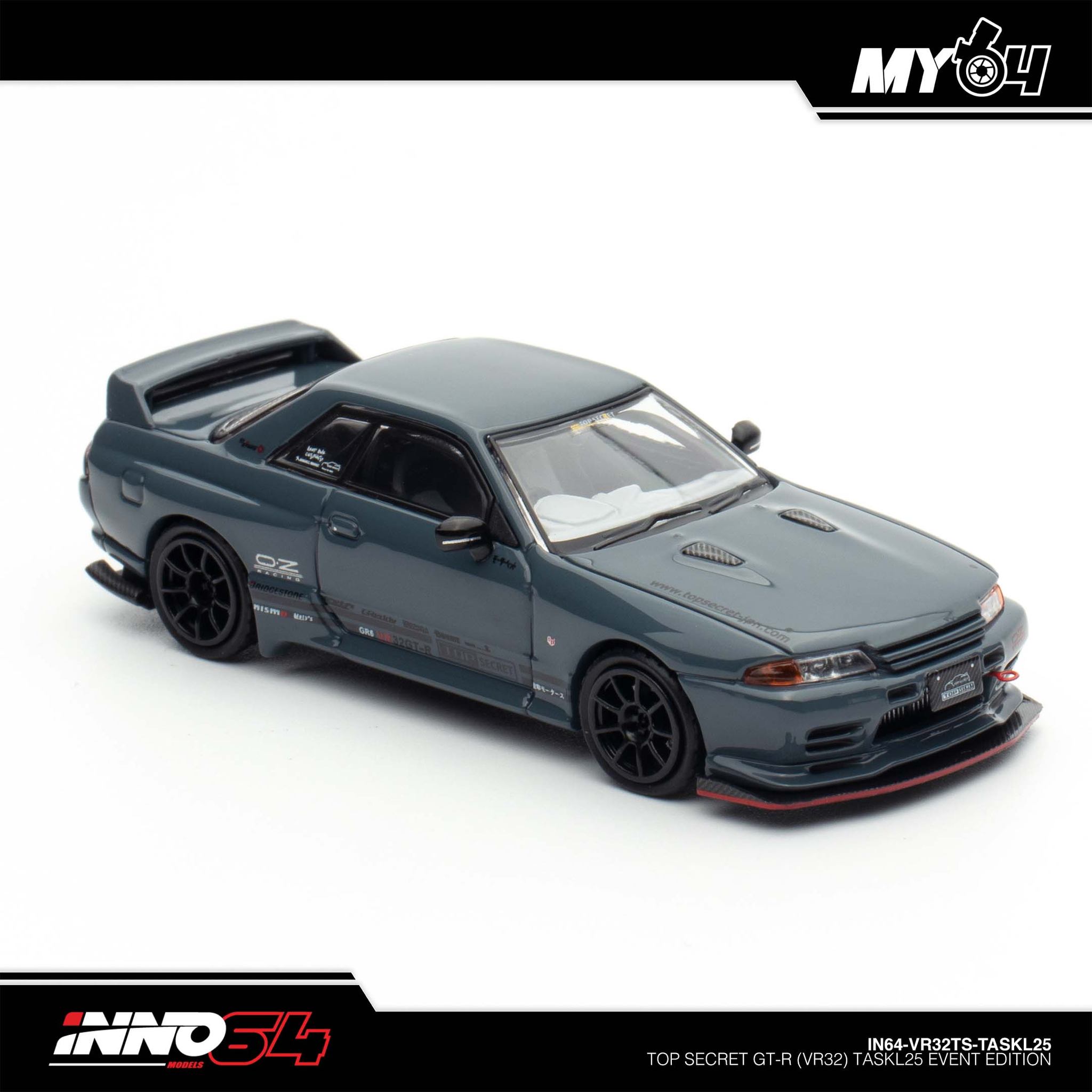 INNO MODEL 1/64 NISSAN SKYLINE GT-R (R32) TOP SECRET - STEALTH GREY (TASKL25)_2