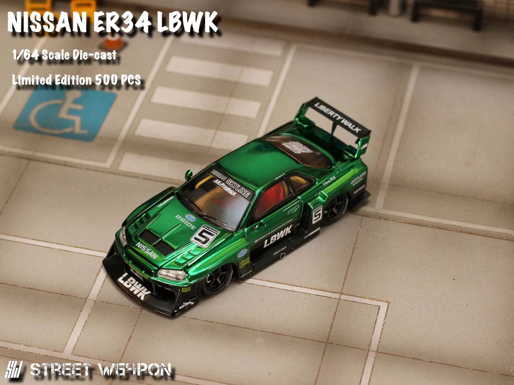 STREET WEAPON MODEL 1/64 SKYLINE ER34 SUPER SILHOUETTE - CHROME GREEN_3