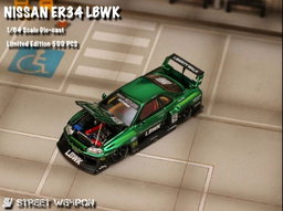 STREET WEAPON MODEL 1/64 SKYLINE ER34 SUPER SILHOUETTE - CHROME GREEN