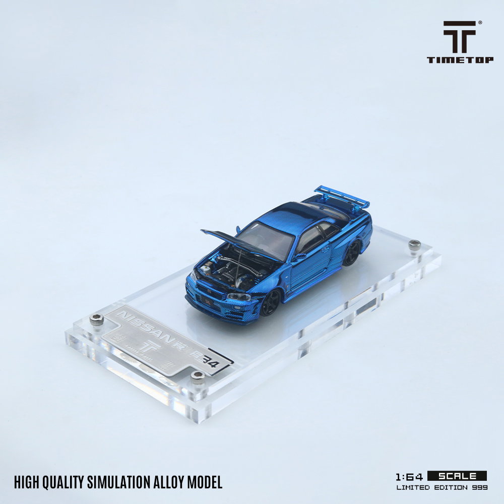 TIME TOP MODEL 1/64 NISSAN SKYLINE GT-R (R34) - BLUE CARBON