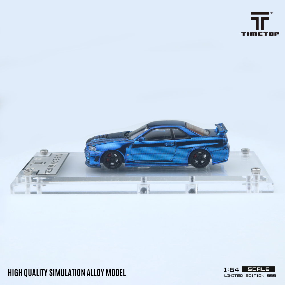 TIME TOP MODEL 1/64 NISSAN SKYLINE GT-R (R34) - BLUE CARBON_1