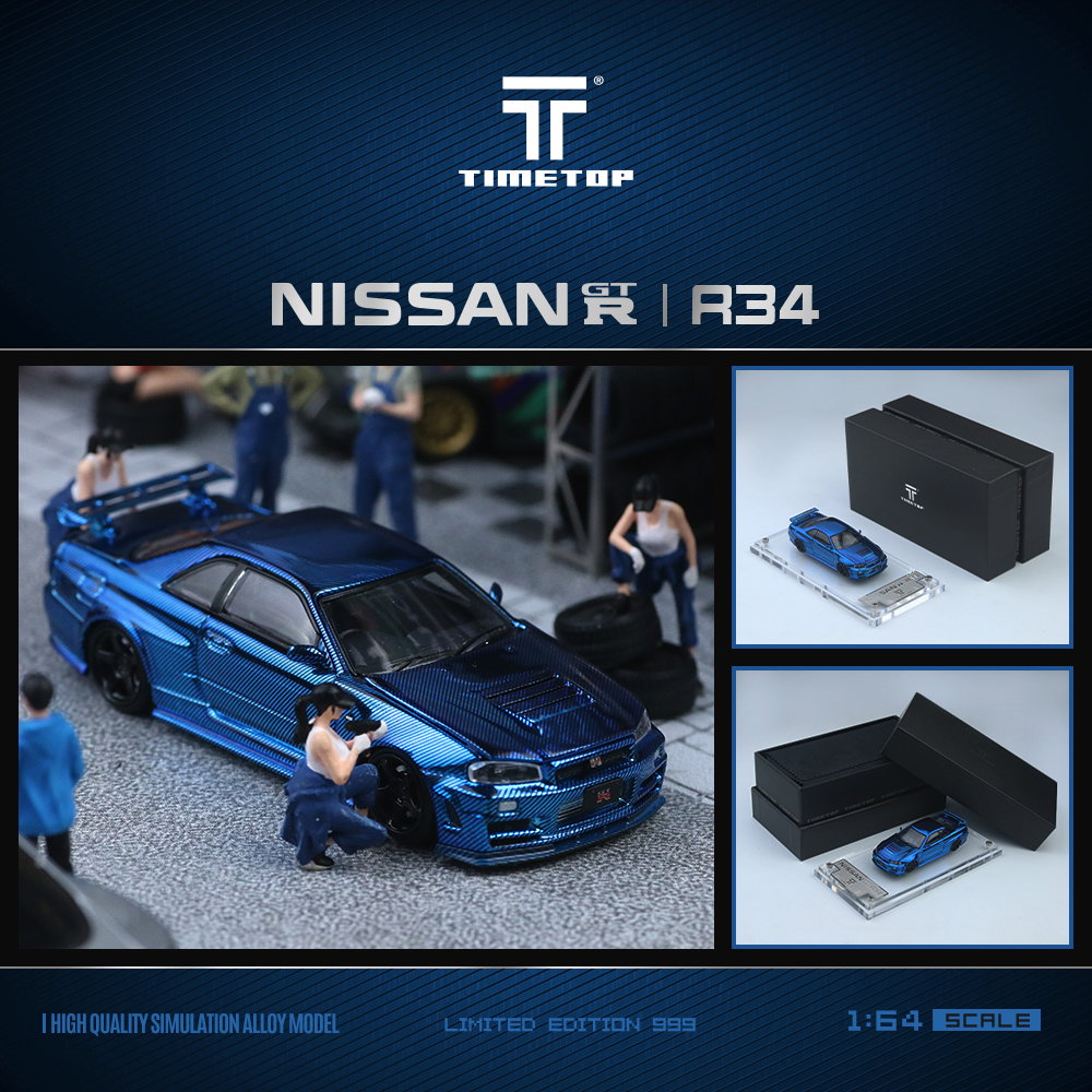 TIME TOP MODEL 1/64 NISSAN SKYLINE GT-R (R34) - BLUE CARBON_3