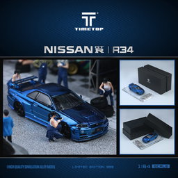 TIME TOP MODEL 1/64 NISSAN SKYLINE GT-R (R34) - BLUE CARBON