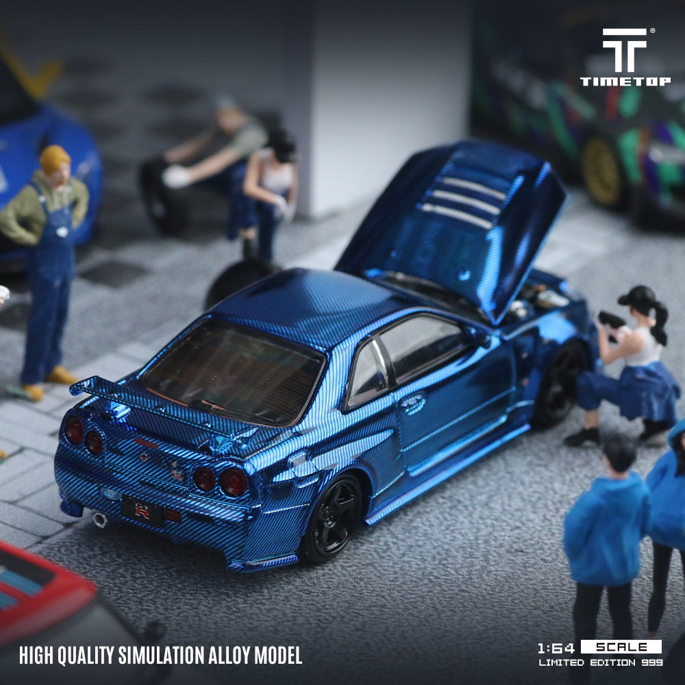 TIME TOP MODEL 1/64 NISSAN SKYLINE GT-R (R34) - BLUE CARBON_5