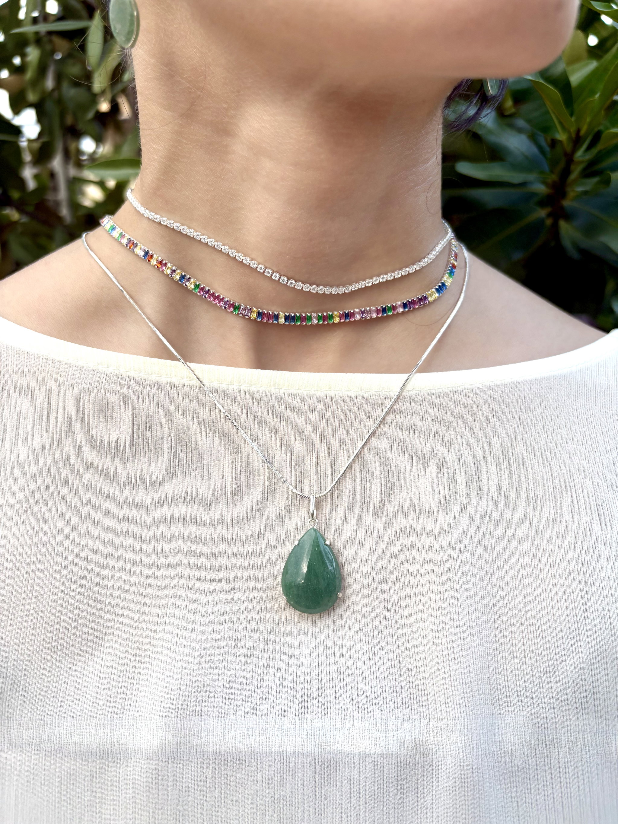 Colorful Baguette Tennis Necklace _1