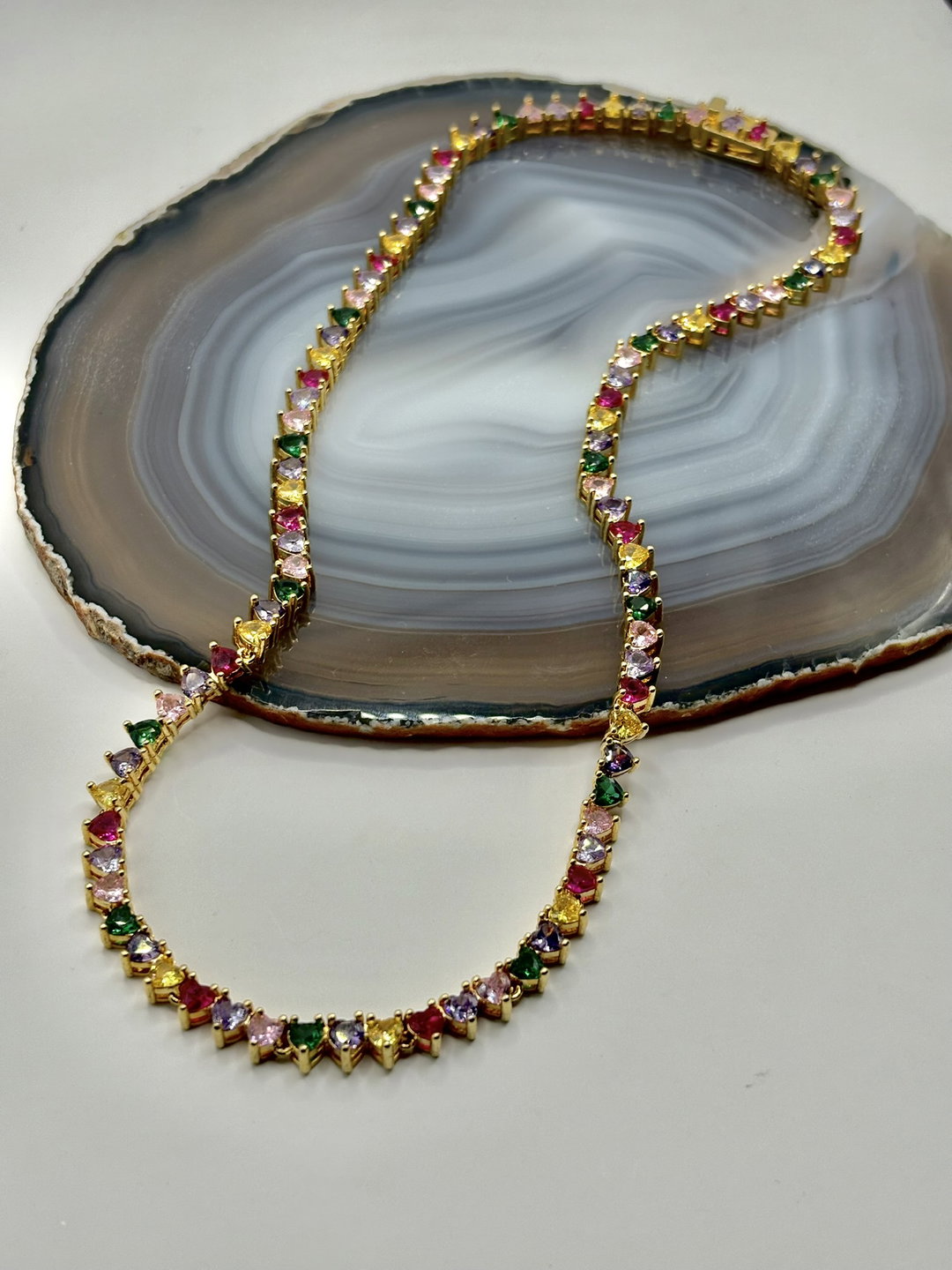 Colorful Hearts Tennis Necklace