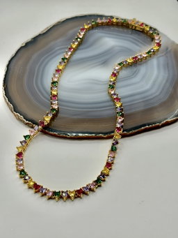Colorful Hearts Tennis Necklace