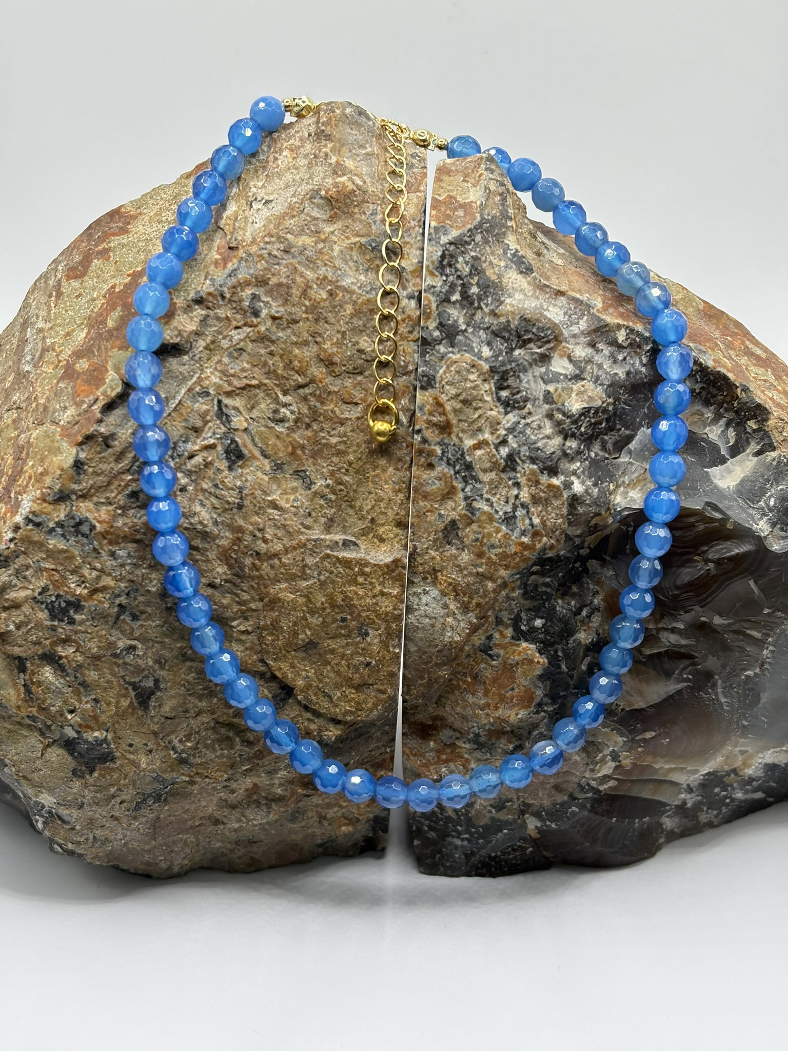 Necklace Ágata Azul facetada_0