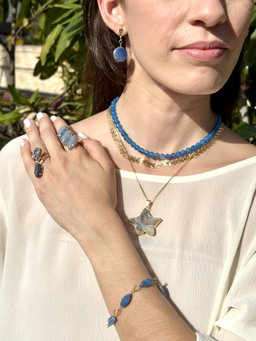 Necklace Ágata Azul facetada