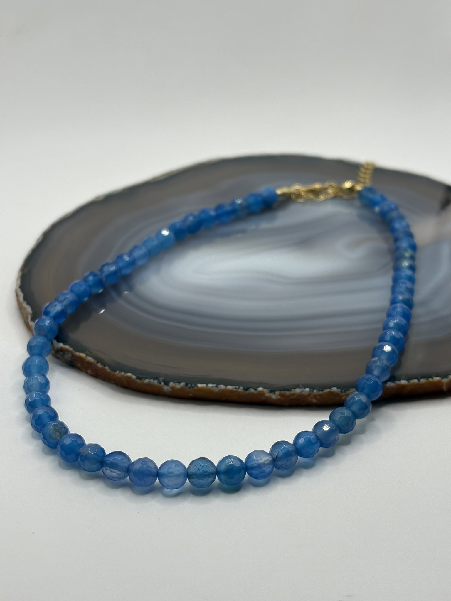 Necklace Ágata Azul facetada_1