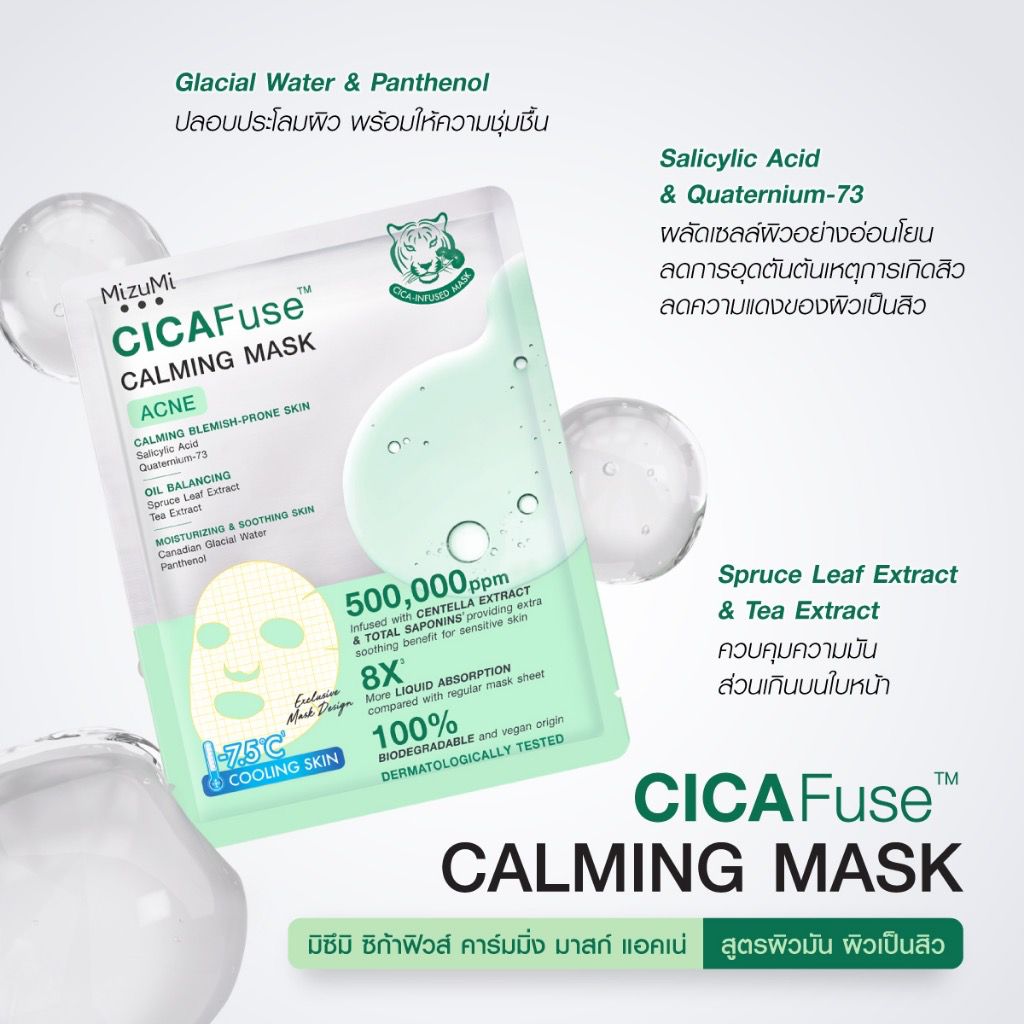 MizuMi CICAFuse Calming Mask มาใหม่💥มาร์คตัวแรงที่สู๊ดด🤩 กู้ผิวสิวหายฉ่ำ🤩💦🩵💚_0