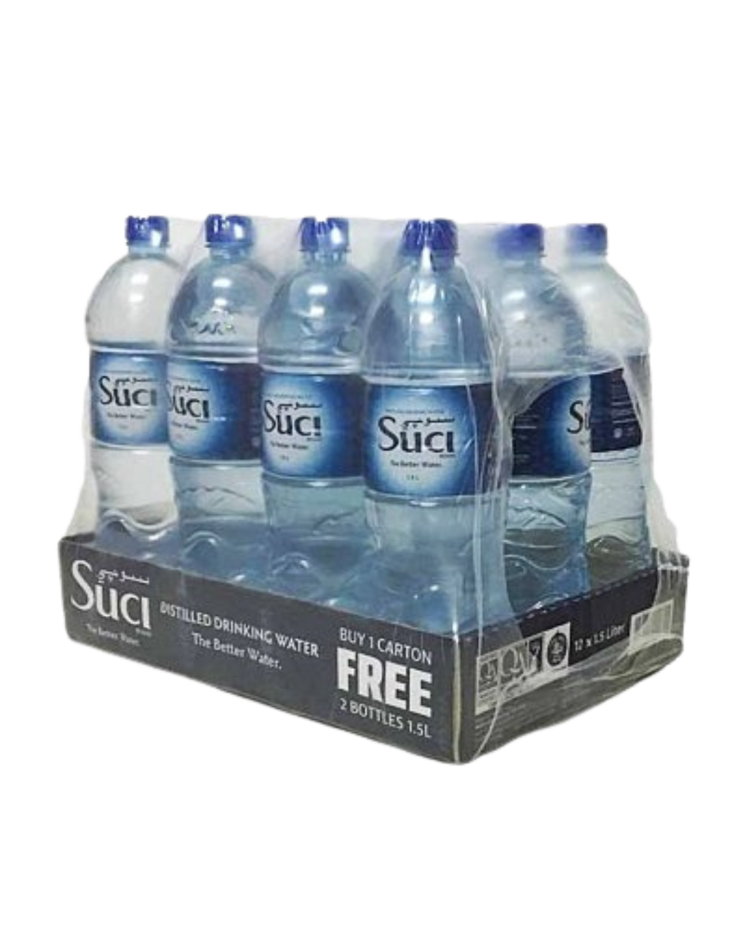 SUCI Brand Premium Distilled Drinking Water 1.5L x 12 (X1)