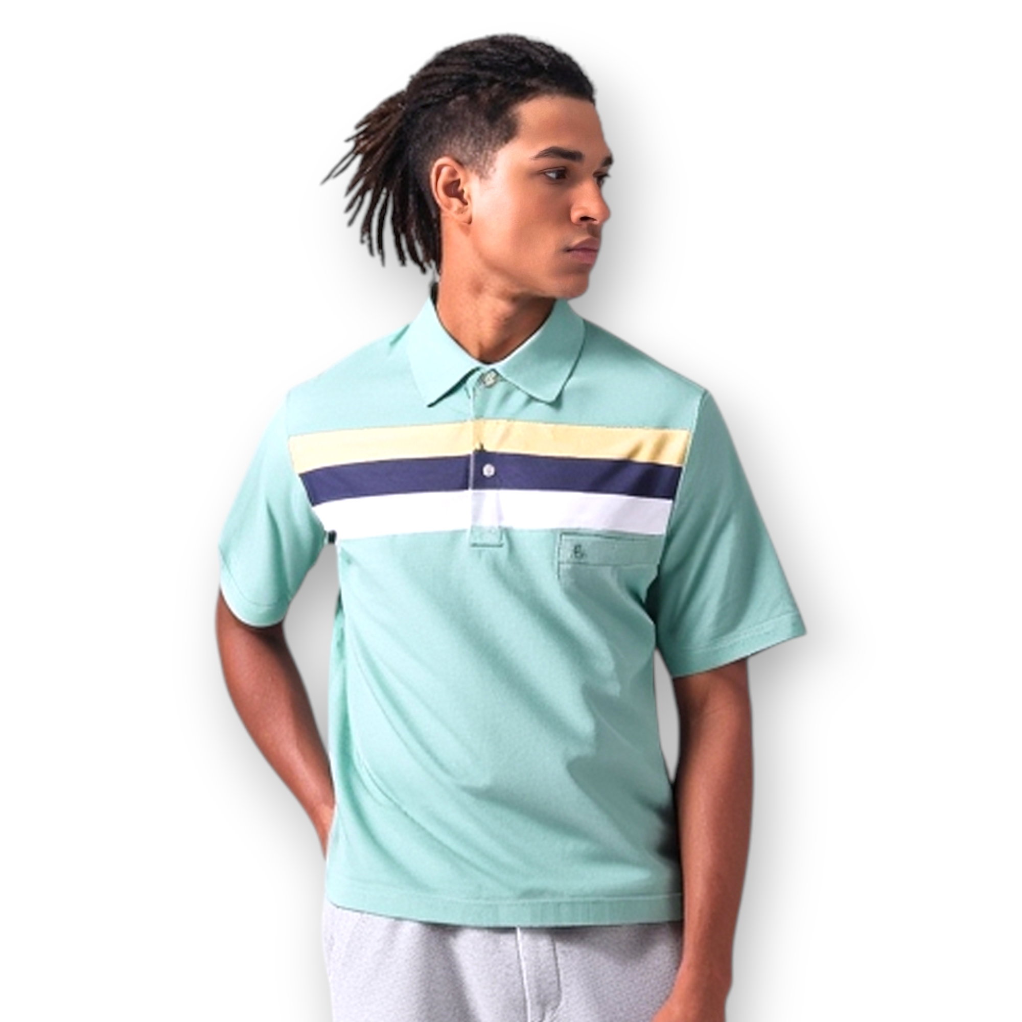 Light Green Polo T-shirt for Men_0