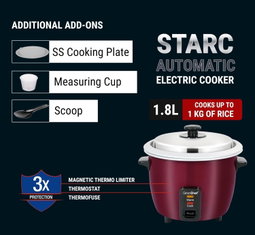 GREEN CHEF RICE COOKER 1.8 LITER + EXTRA BOWL FREE 
