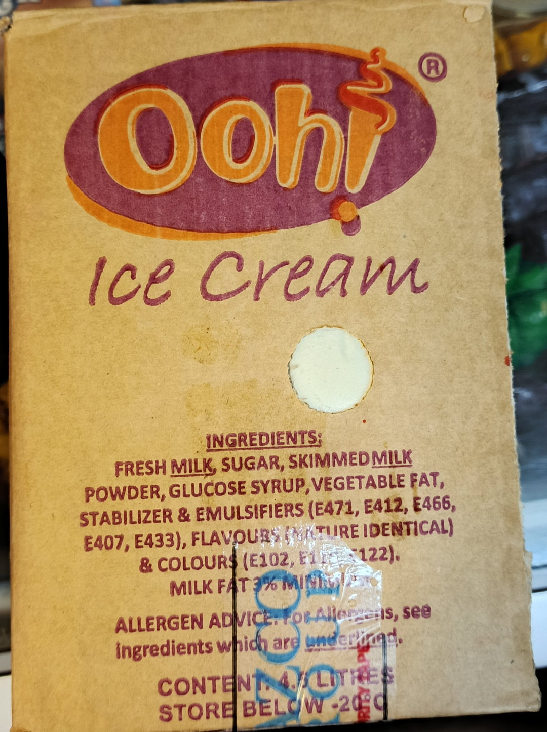 Ooh ice cream box vanilla strawberry 4.5lt