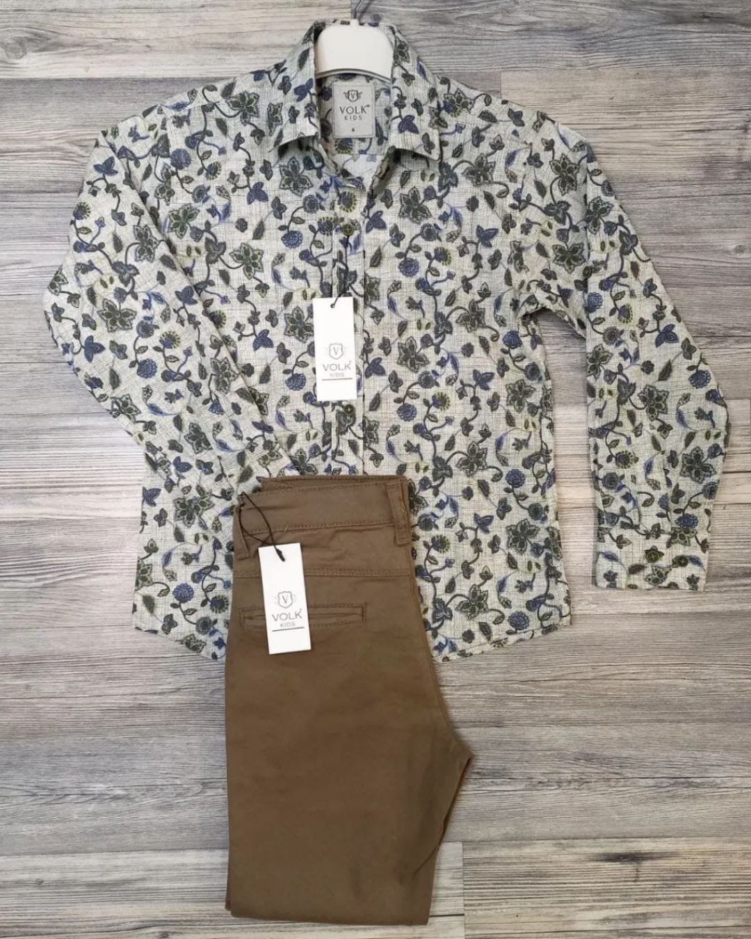 Boys Smart White Pattern Shirt and Pants_1