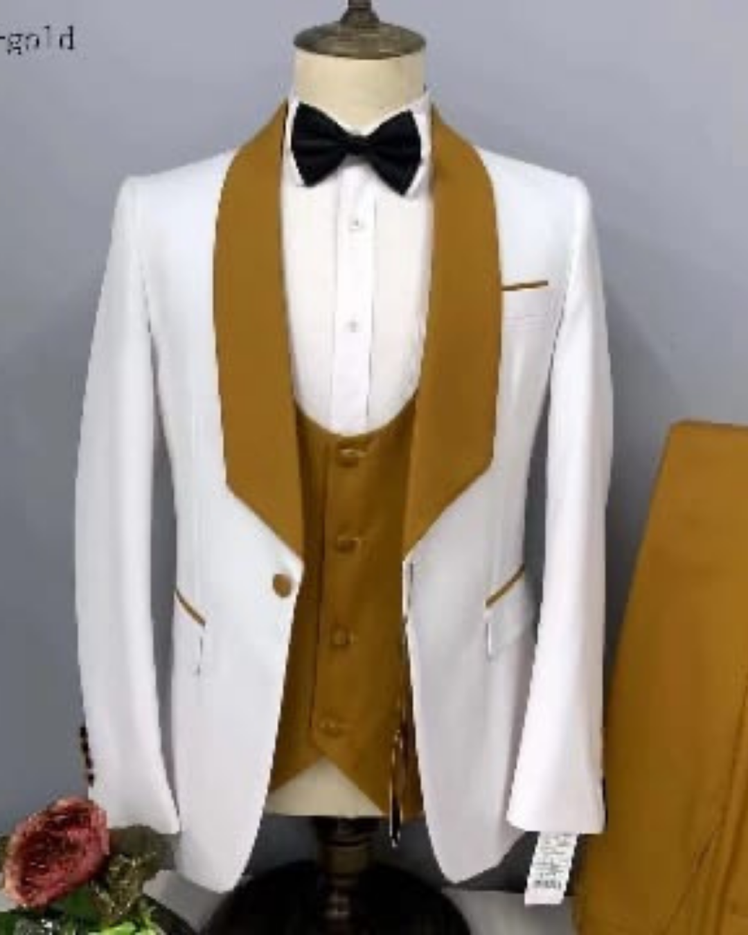 Men's White and Caramel 3 Piece Tuxedo 